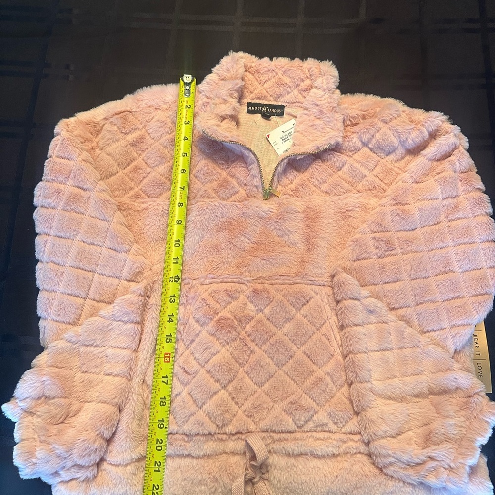 NWT girls/teens Almost Famous soft and pink quarter zip jacket - size Large